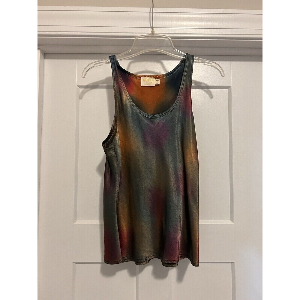 Nation LTD Lisette Tie Dye Color Tank Top Satin Silky Rayon Women’s Size Small